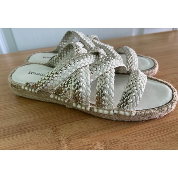 Donald Pliner Shoes - Donald J Pliner Rhonda White Silver Woven Leather Espadrille Sandal Size 7